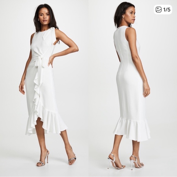 Cinq a sept / nanon white very bridal riddle sleeveless crepemidi dress 4